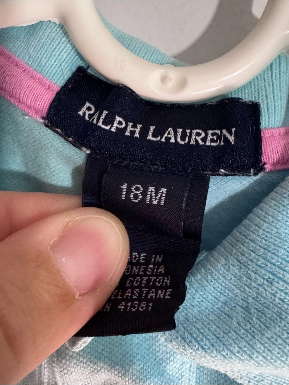 Ralph Lauren Girls Blue Polo Dress Pink Pony Pleated Hem Size 18M